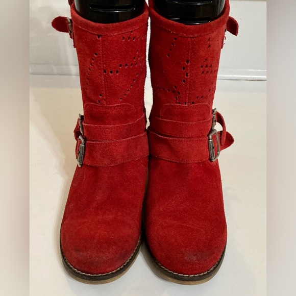 Originals MTNG |  Red suede boots with leather soles.  with buckles SZ-38 - Picture 4 of 11
